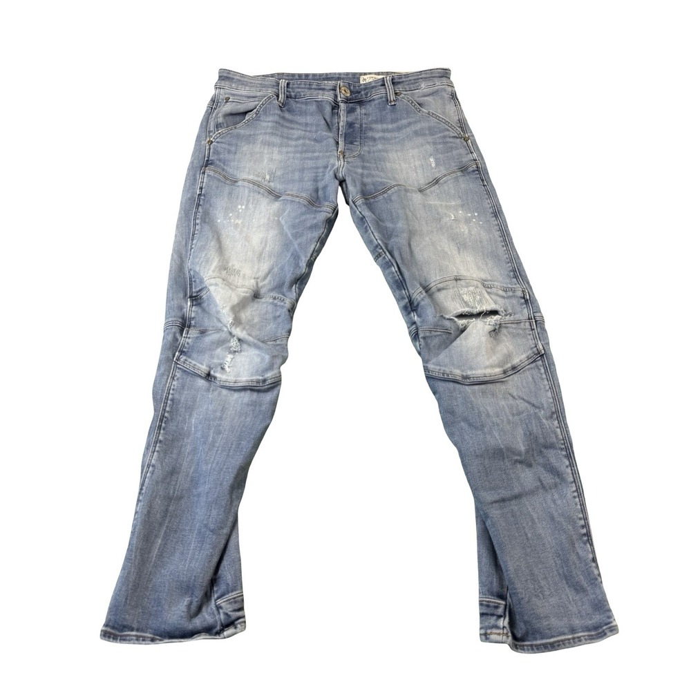 G-Star Raw 5620 3D Slim Thrashed Denim Mens Jeans 32x30 Blue Tapered